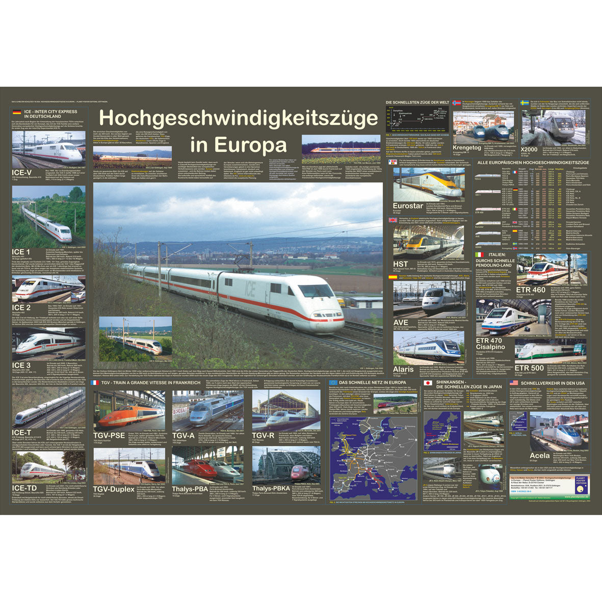 Eisenbahnposter "Hochgeschwindigkeitszüge in Europa"