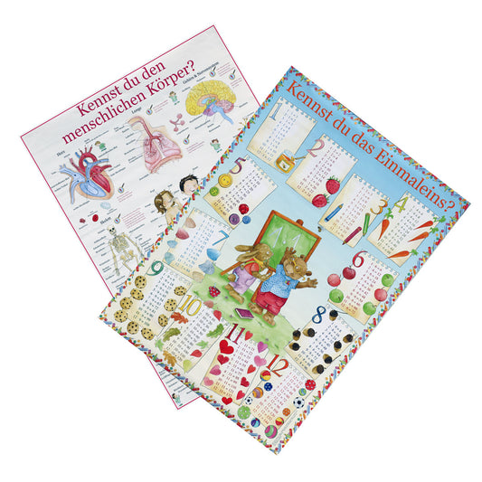 Kinderposterset „Kennst Du das Einmaleins?“ und „Kennst Du den menschlichen Körper?"