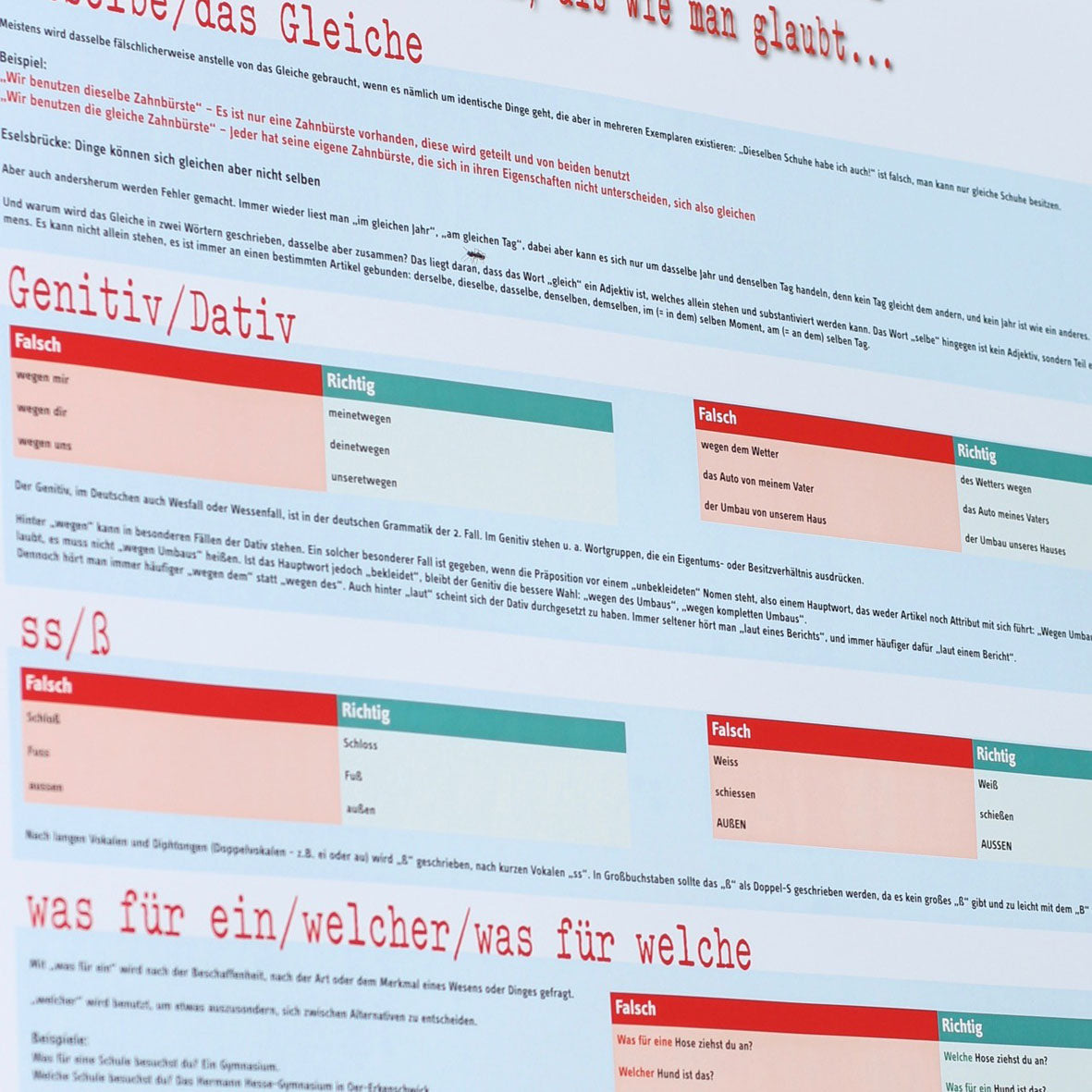 Lernposter "Die meistverwendetsten Deutschfehler"